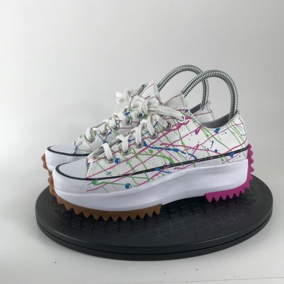 Converse Run Star Hiker OX Splatter Paint White 571873C Women’s Size 6 - Picture 1 of 12